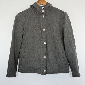 Lauren Ralph Lauren Jacket Womens Medium Gray Hooded Zip Fleece Lined Made USA